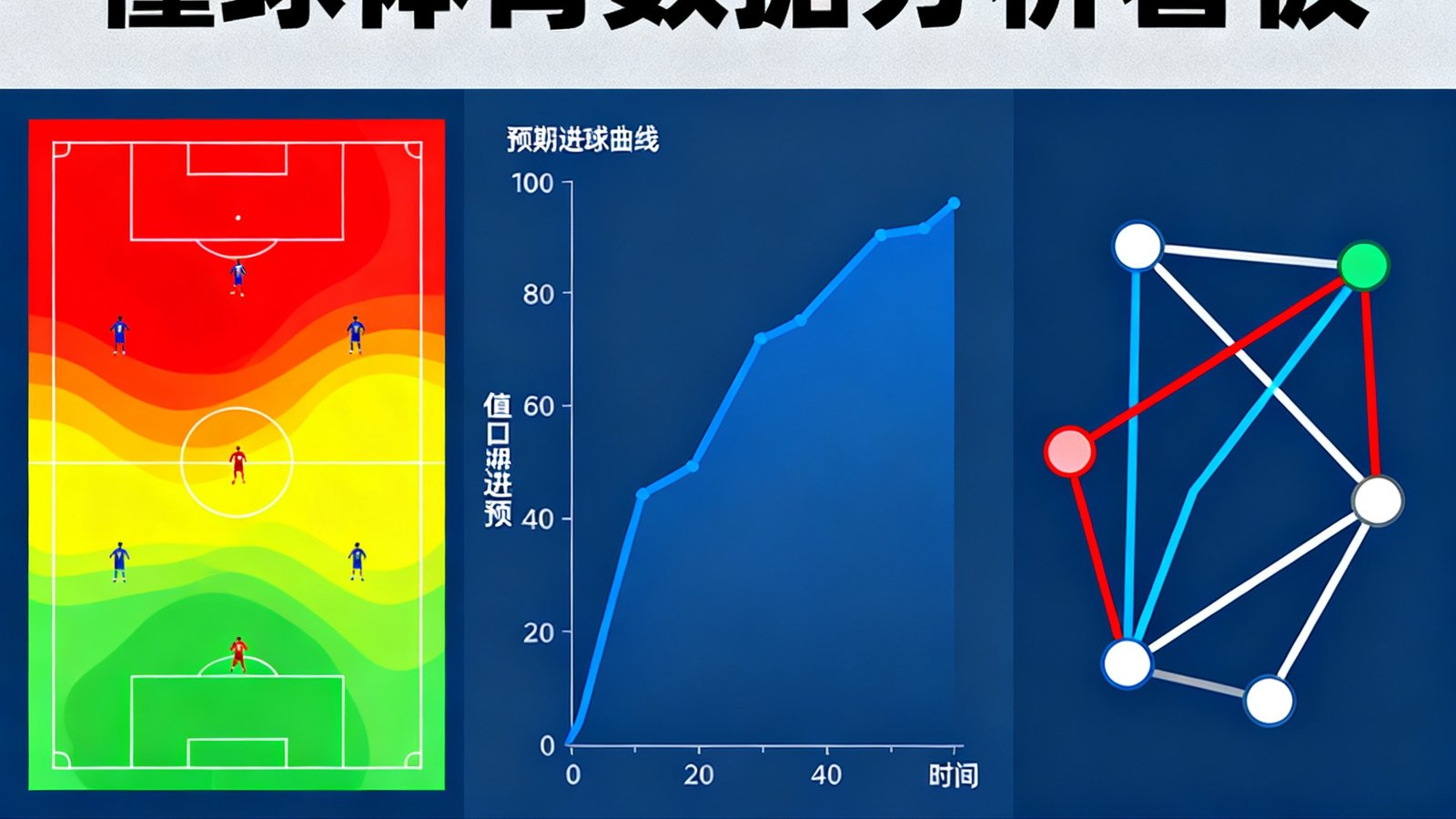 懂球体育数据分析看板展示球员热力图和预期进球曲线与传球网络